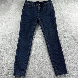 Judy Blue Jeans Womens 7 / 28 Blue Mid Rise Cheetah Print‎ Skinny Ankle Stretch